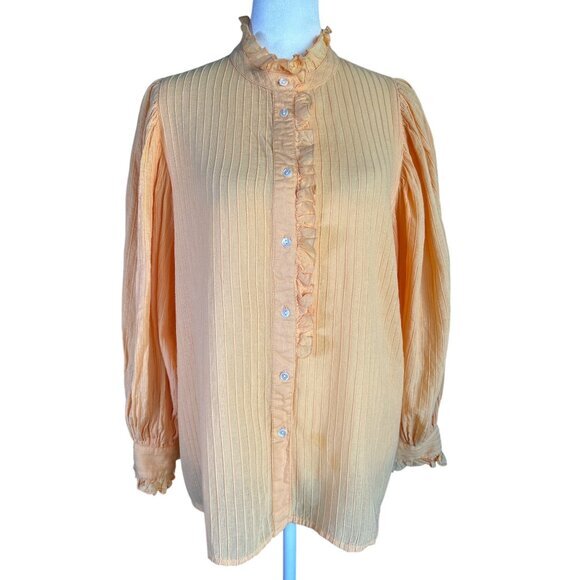 Antik Batik Yvonne Blouse Large Top Mango Victorian-inspired Puffy Sleeves Ruffl - Picture 2 of 13